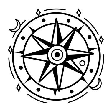 Kozmik pusulanın el çizimi simgesi