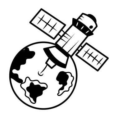 Uydu yörüngesinin el çizimi simgesi