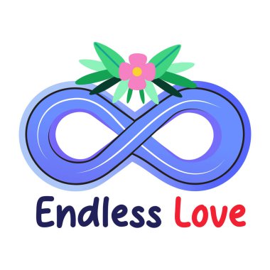 Sonsuz sevgiyi resmeden sonsuz döngünün düz etiketi.