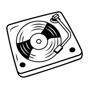 Vinil plağın karalama tarzı simgesi