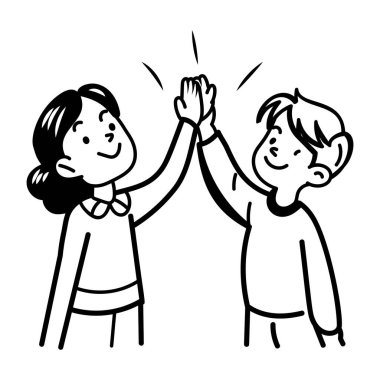 İki karakterin beşlik çaktığı bir karalama simgesi