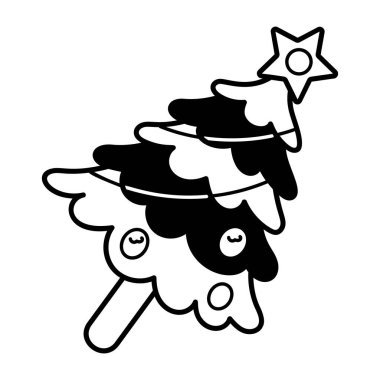 Çizim tarzında dekoratif Noel ağacı simgesi