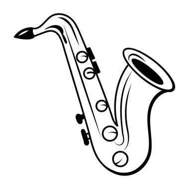 Saksafonun el çizimi bir simgesi.
