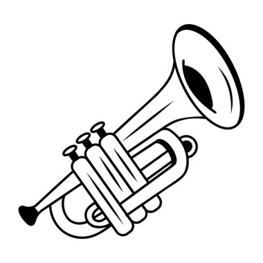 Trompetin el çizimi simgesi.