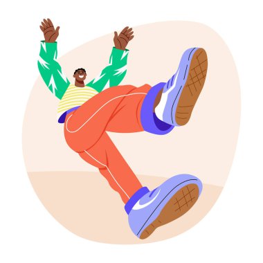 Serbest stil dansı yapan bir karakterin düz bir çizimi