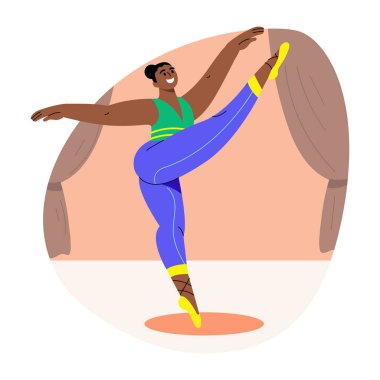 Bir karakterin dans tekmesi pozu, düz çizim