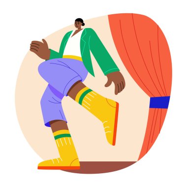 Step dansı yapan bir karakterin düz bir çizimi