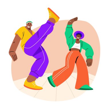 Dans eden çocukların düz bir çizimi.