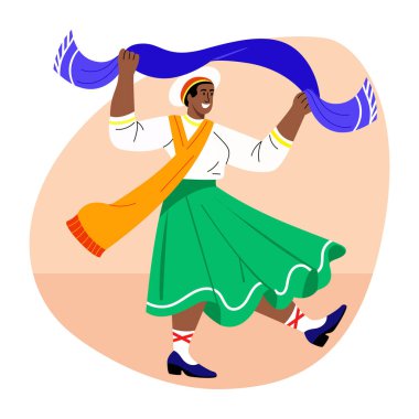 Kültürel performans sergileyen bir karakterin düz bir çizimi