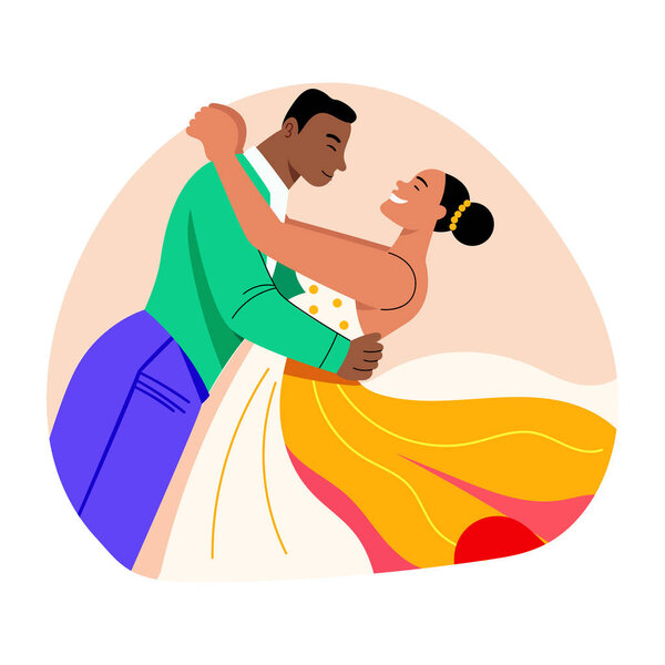 Плоский стиль иллюстрации милых танцевальных партнеров