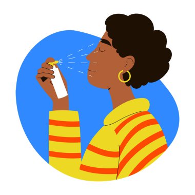 Yüz sisi yapan bir kadının düz bir çizimi.