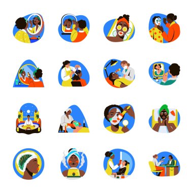 Güzellik Salonu Düz Çizimler Koleksiyonu