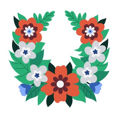 Çiçekli güzel bir kolyenin düz çizimi.