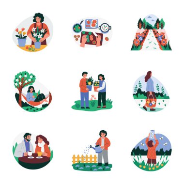 Bahar Faaliyetleri Paketi Düz Çizimler