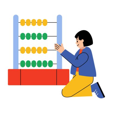 Bir abaküsteki boncukları saymanın düz bir çizimi