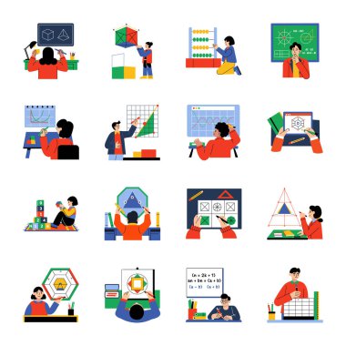 Düz Biçim Matematik Çizimlerinin Koleksiyonu