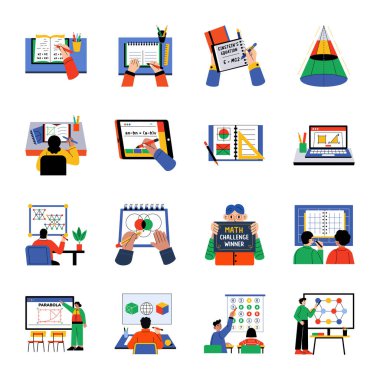 16 Düz Biçim Matematik Çizimleri