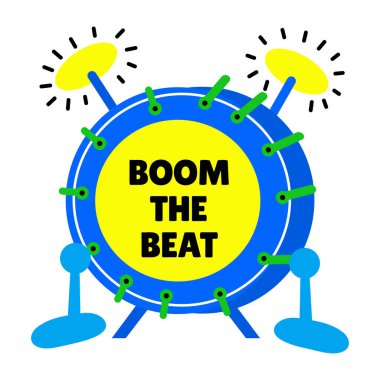 Ritm tipografisini patlatacak şekilde ayarlanmış düz bir davul etiketi