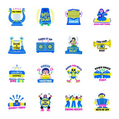 Düz Melodi Müzik Etiketleri Seti 