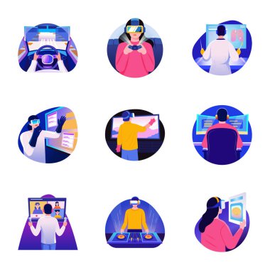 Düz Stil Yenilikçi Teknoloji Resimleri Paketi 