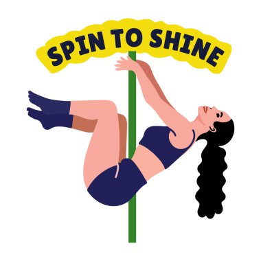 Parlak tipografiye dönüşmüş striptizci kızın düz çıkartması.