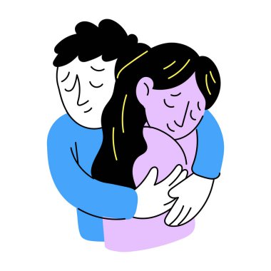 Arkadaş kucaklaşmasını resmeden bir el çizimi