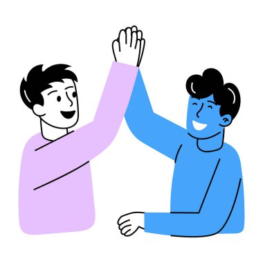 El çizimi iki arkadaşın beşlik çakışının resmi.