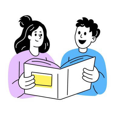 Birlikte çalışan arkadaşlarının el çizimi çizimi