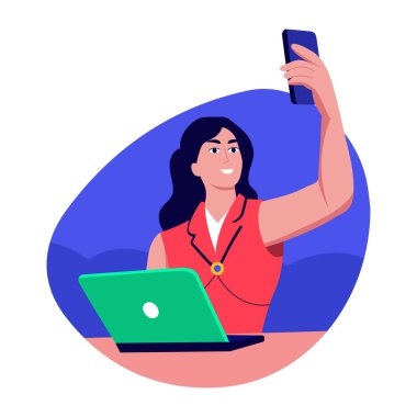 Bir dijital etkileyicinin düz stil çizimi