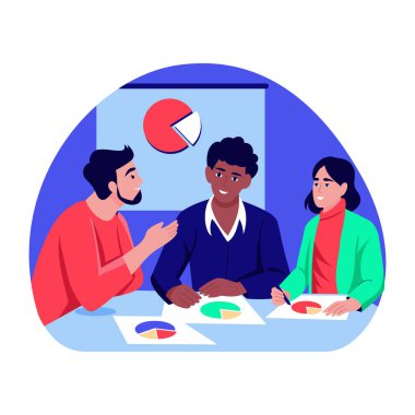 Bir iş toplantısının düz bir çizimi