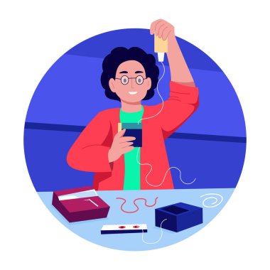 Bir yenilikçi karakterin düz bir çizimi