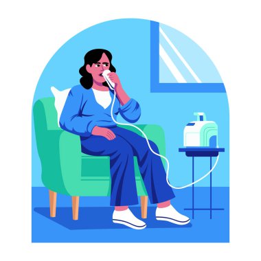 Bir hastanın nefes alışını gösteren düz bir çizim