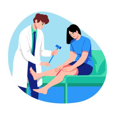 Hastasını kontrol eden bir ortopedistin düz çizimi