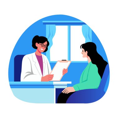 Rutin check-up yapan bir kadın doktor.