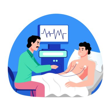 Bir hastanın ekokardiyografisini çeken bir doktor.