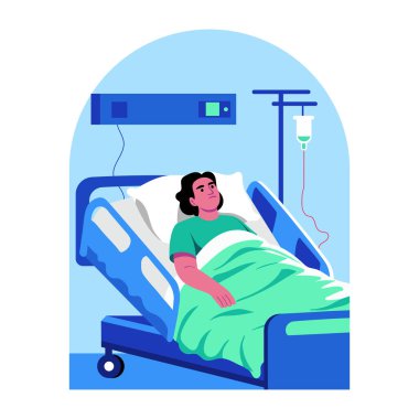 Hasta yatağının düz bir çizimi.