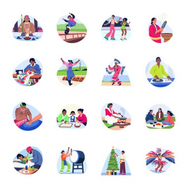 Düz Stil Küresel Kültür İllüstrasyonları 