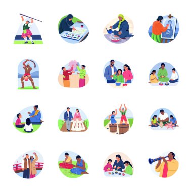 Kültürel Kutlama Düz Çizimler Koleksiyonu 