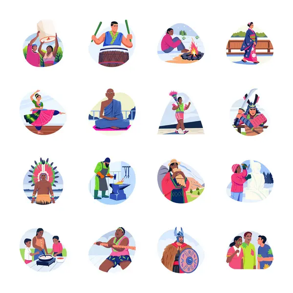 Düz Stil Kültür Sanat Resimleri Koleksiyonu 