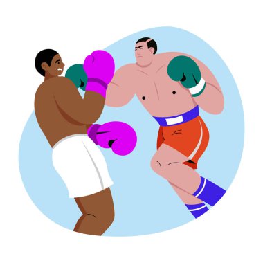 Bir boks maçını gösteren düz bir çizim