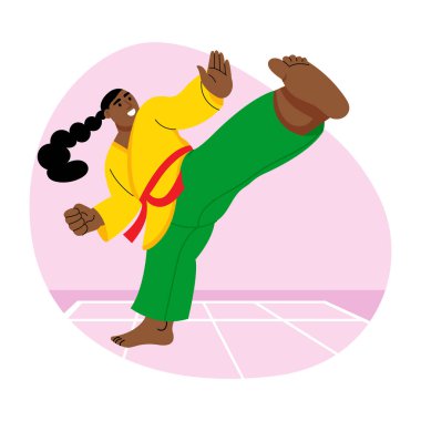 Karate şampiyonunun düz bir çizimi