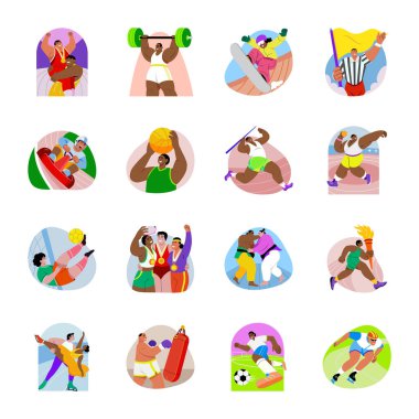 Düz Stil Olimpiyat Spor Resimleri Paketi 