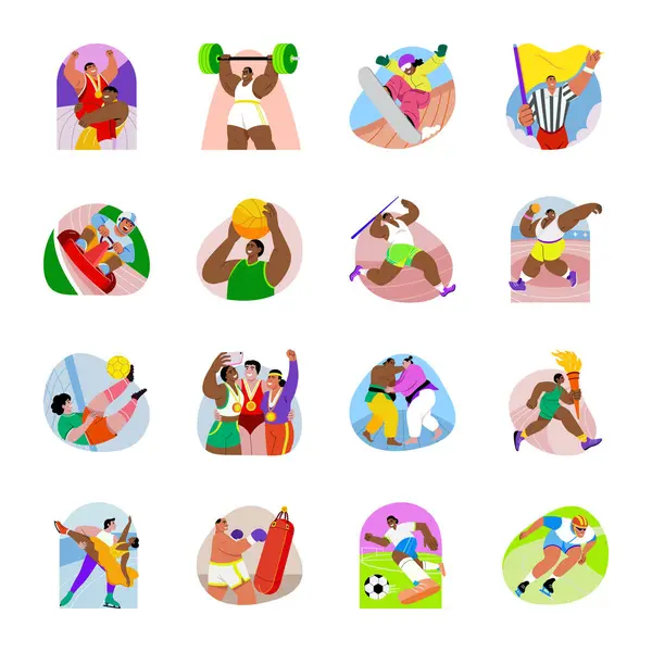 Düz Stil Olimpiyat Spor Resimleri Paketi 