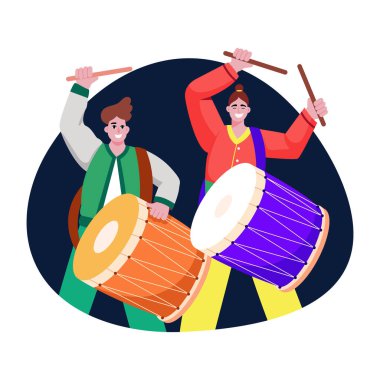 Geleneksel davulcuların düz bir tasviri