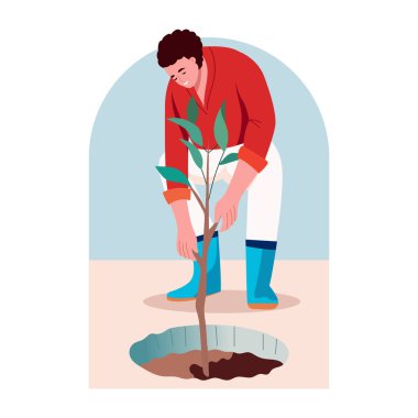 Ağaç diken bir karakteri gösteren düz biçim çizimi