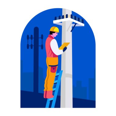 Bir elektrik işçisinin düz bir çizimi