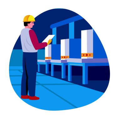 Bir fabrika işçisinin düz bir çizimi.