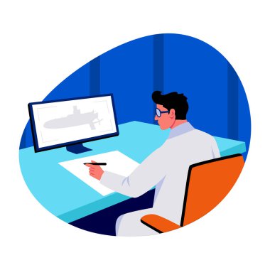 Bir denizaltı mühendisinin düz bir çizimi.