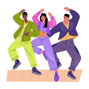 Bir dans grubunun düz bir çizimi.