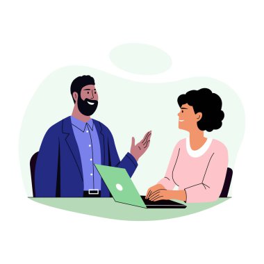 Grup tartışmasını gösteren düz bir çizim